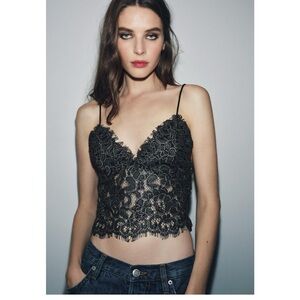 Zara Black Lace Cropped Camisole